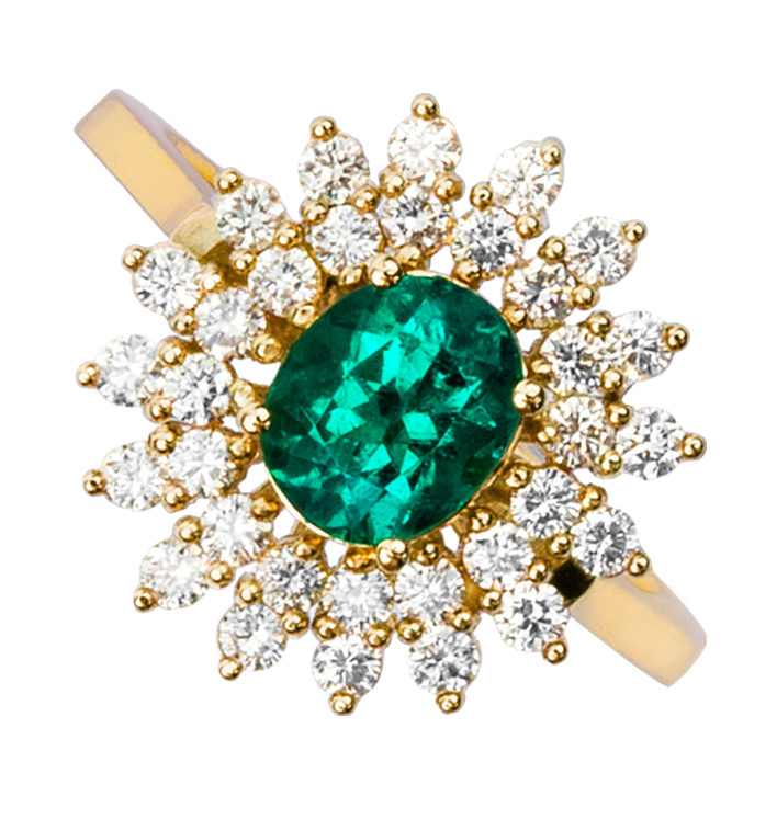 Colombian Emerald Jewelry in Yellow Gold